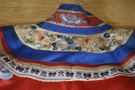 A red silk embroidered Chinese robe